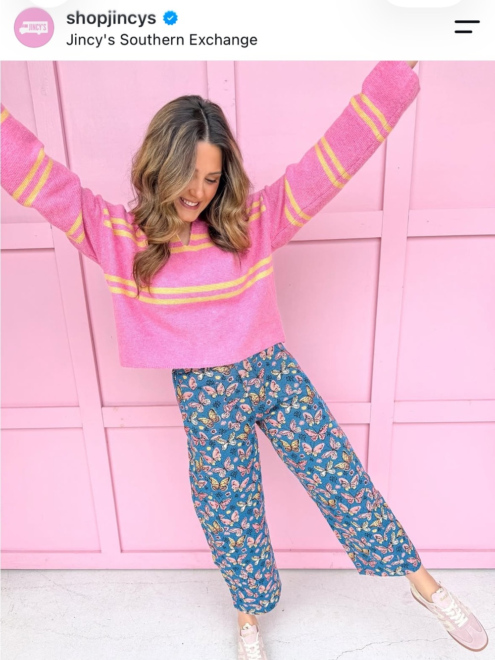 Davi & Dani Navy-  Butterfly Wishes Barrel Pants